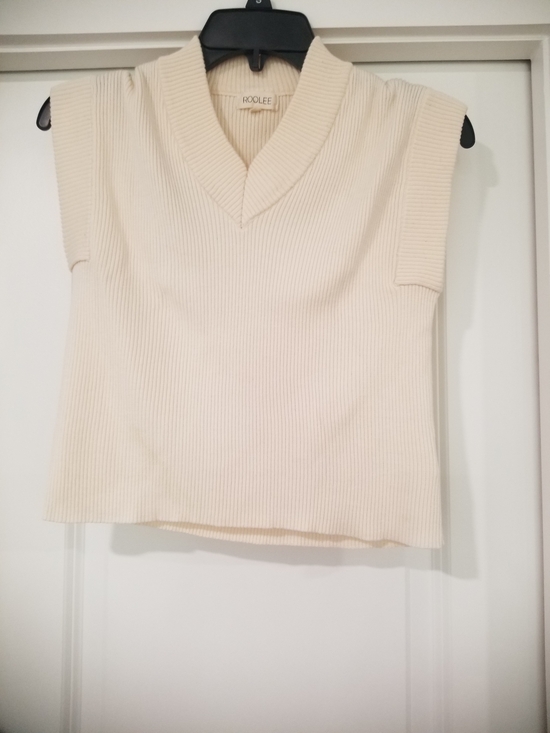 Roolee Tops - Roolee Cream Ribbed V-Neck Sleeveless Knit Top